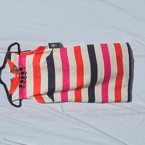 Vince Camuto Short Sleeveless Jewel Dress Orange White Pink Zipper Back Size 10